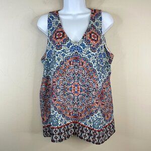 St. Tropez Sleeveless Tunic Top Womens L Multicolor MOSAIC Lined SUMMER